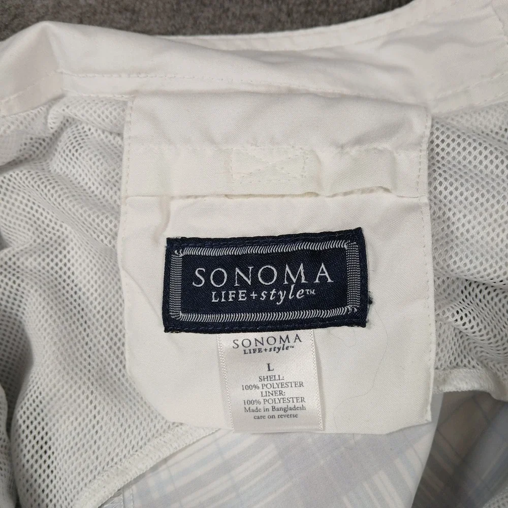 Sonoma Swim‎ Trunks Mens Large Blue White Plaid Board Shorts Lined Drawstring